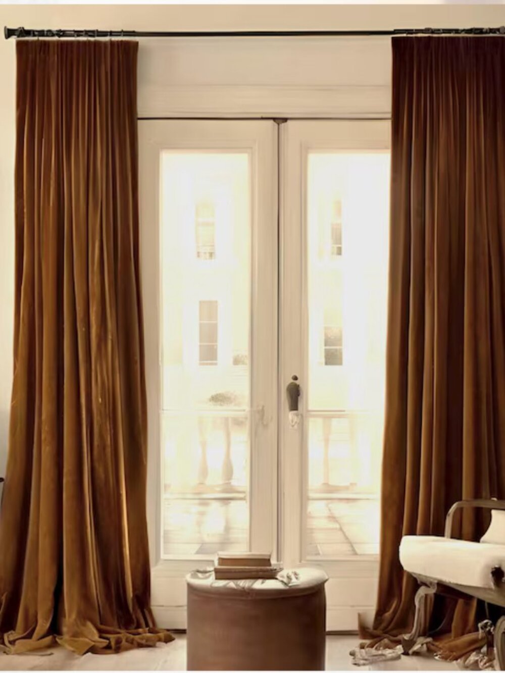 Blackout Velvet Curtains Tobacco 92"L  | Set of 2 Panels